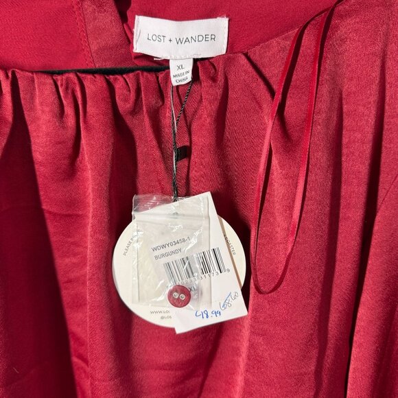 NWT Lost + Wander Womens Dark Red Emerald Mini Dress XL Open Back XMAS Holiday - Picture 13 of 15